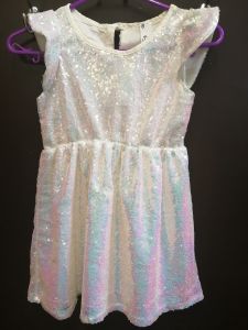 Kids Costumes to Hire - White Sequin Dress - Age 6